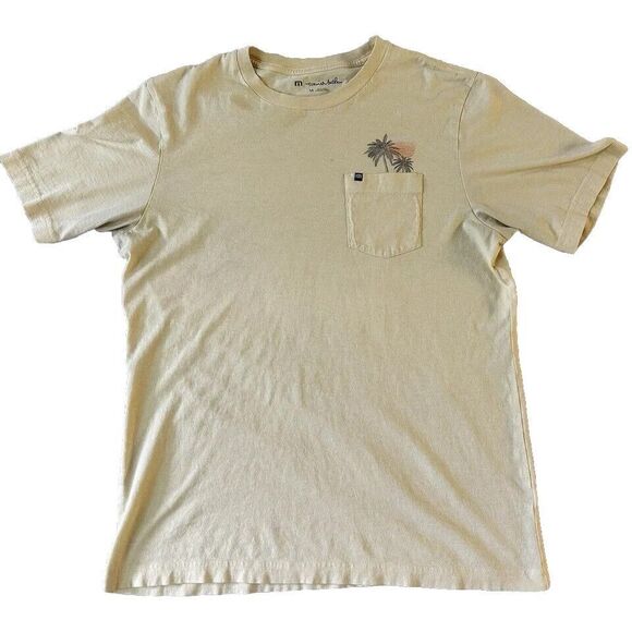 Travis Matthew Short Sleeve T-Shirt‎ Men's Medium Yellow Hawaii Golf Shirt - Picture 1 of 7